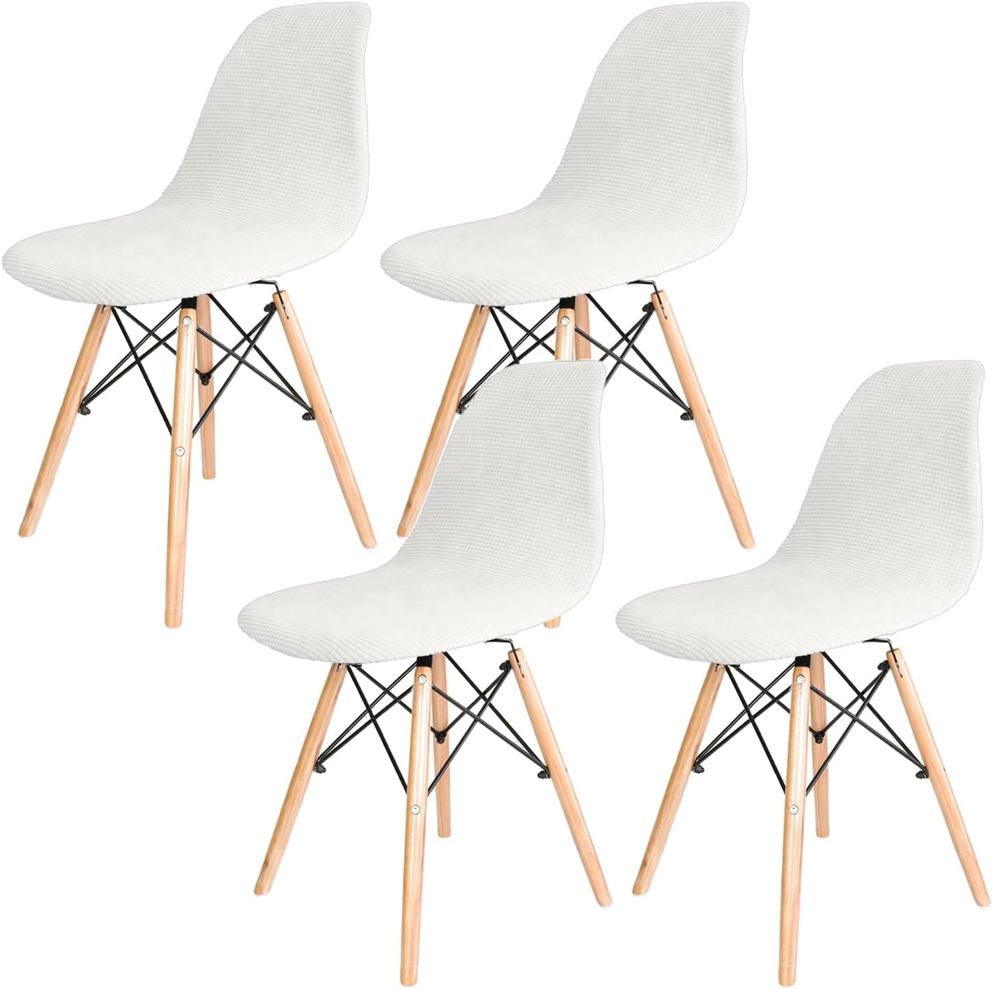 Dioxide 4 Piezas Fundas para Sillas de Comedor Funda de Silla Cocina Elásticas Cubiertas Fundas para Silla Oficina Sin Brazo Ajustables Lavables Protectoras de Sillas, Blanco
