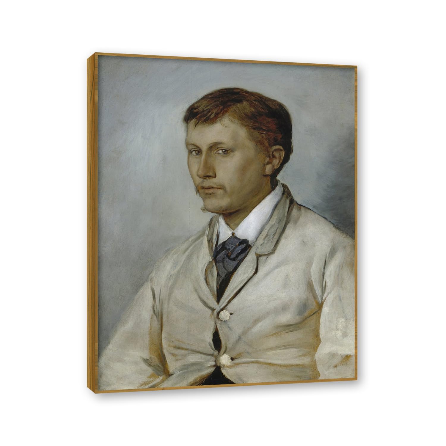 NHLDZYH Teak Frame. Hans Thoma Style Canvas Wall Art - (Sculptor), German Romantic Realism Painting with Symbolic Nature, Rustic Country Home Decor. 30x40cm-11.8x15.7in