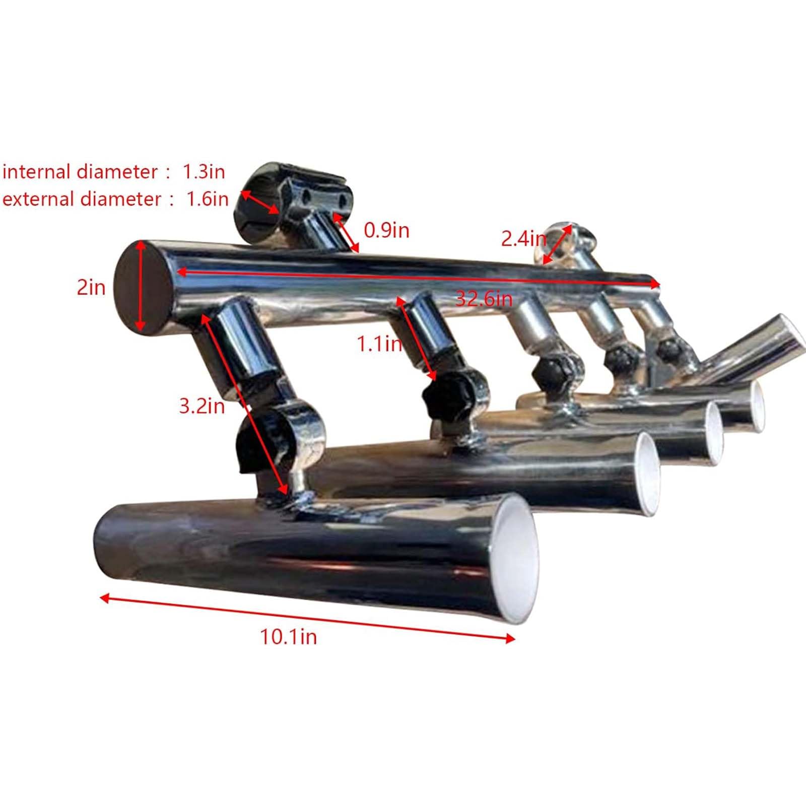 Uchwyt na wędkę, regulowany stojak na konsolę ze stali nierdzewnej, montowana na górze podstawa wędki do łodzi z zaciskiem 5 cm, 5-rurowa wyrzutnia rakiet dla łatwego dostępu do wędkowania