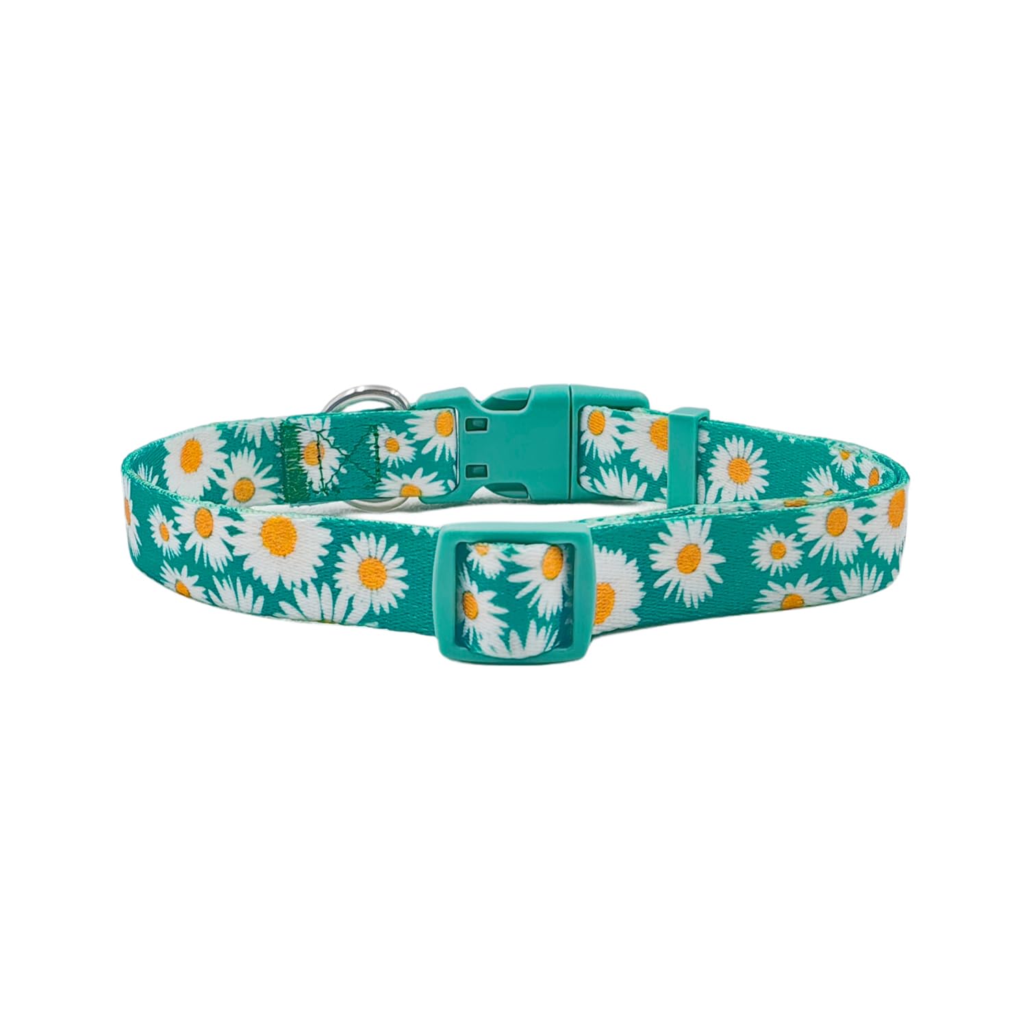 Olahibi Basic Dog Collar, Soft and Durable Polyester Material, Adjustable Length, for Medium Dogs.(M, Green Daisy) - Image 2