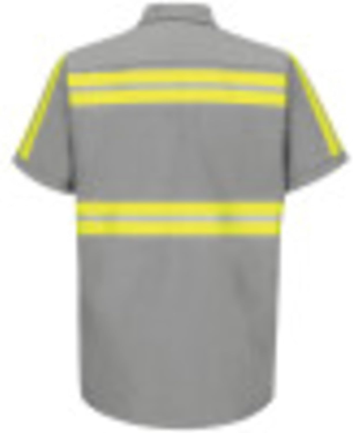 Red Kap Mens Short Sleeve Enhanced Visibility Industrial Work ShirtShirt - Image 2