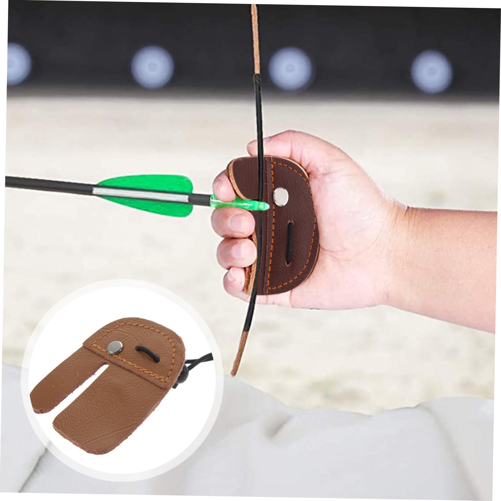 OHPHCALL 1pc Genuine Finger Tab for Comfortable Protection Tab Brown Mediterranean Style