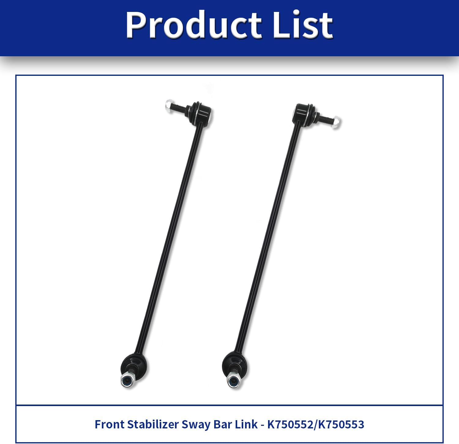 Sway Bar Links K750552 K750553, Front Stabilizer Sway Bar End Link Kit Compatible With 2010-2013 Chevrolet Camaro 2014-2015 Camaro LT SS LS