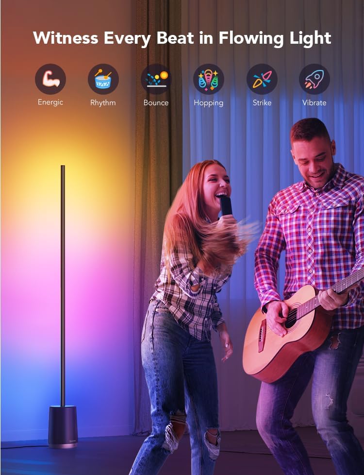 Miniatura 5 de Govee RGBIC Lámpara de pie, moderna lámpara LED Lyra de esquina con más de 64 modos de escena y música, 1500 lúmenes, modo de bricolaje, lámpara de