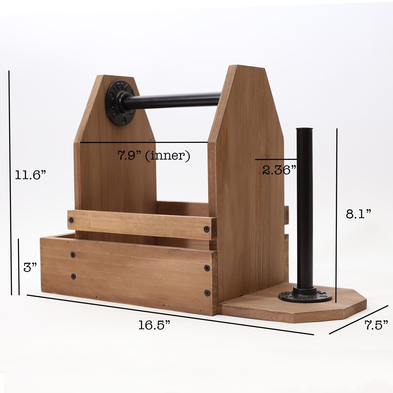 Grill-Caddy-Organizer aus Holz – vielseitiger Grill-Caddy für Outdoor-Grill – tragbarer, rustikaler Gewürz- und Papierhandtuchhalter aus Holz mit Flaschenöffner für Picknick und Grillen