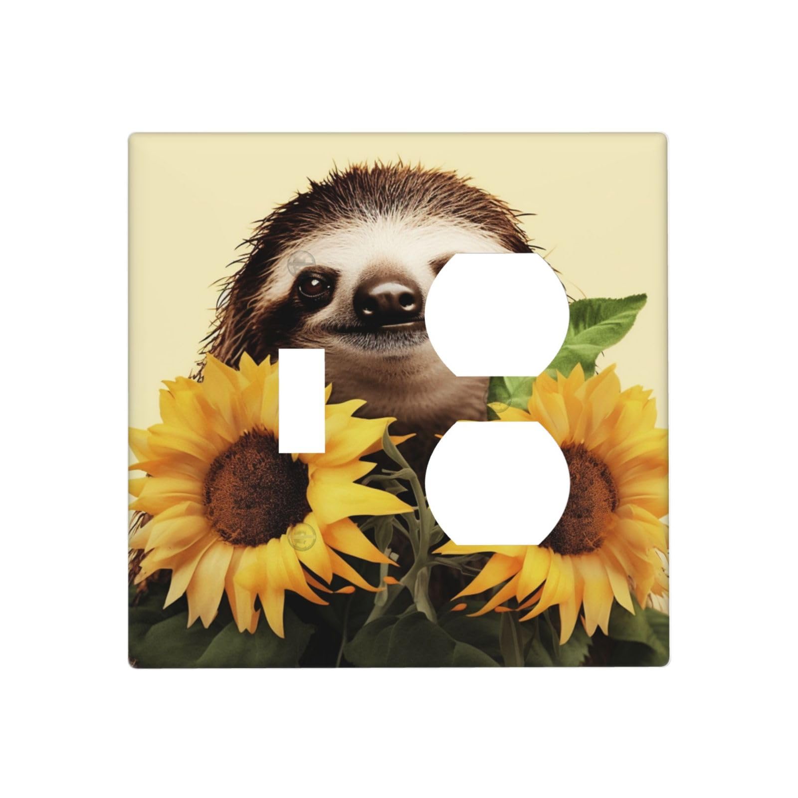 Decorator Wall Plate 2 Gang Light Switch Covers Sloth Sunflower Wallplate Double Toggle Switch Plate Standard Size Electrical Outlet Covers Decorative Wall Switch Plate Cover