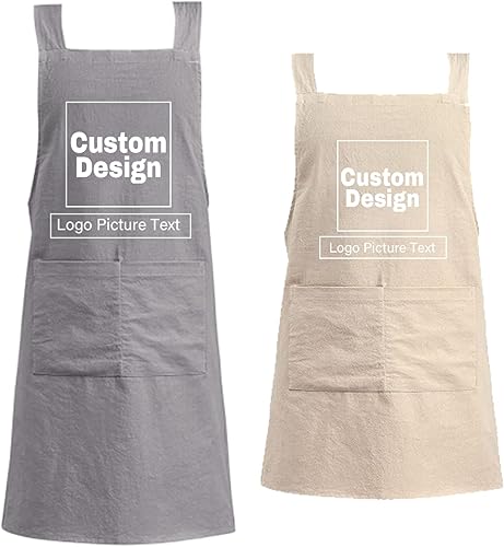Delantales personalizados para niños para cocinar, delantales personalizados para hombres, delantal de algodón y lino, regalo para mujeres