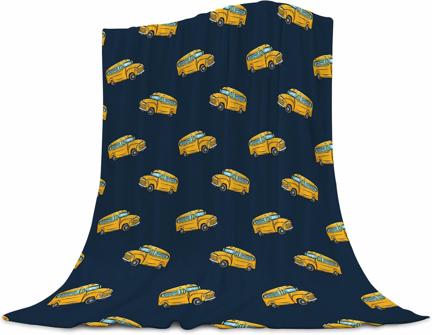School Bus Baby Blanket 30"x40" - Soft Flannel Fleece Throw for Crib &amp; Stroller, Plush Nursery Blanket for Toddlers, Cozy Travel Blanket