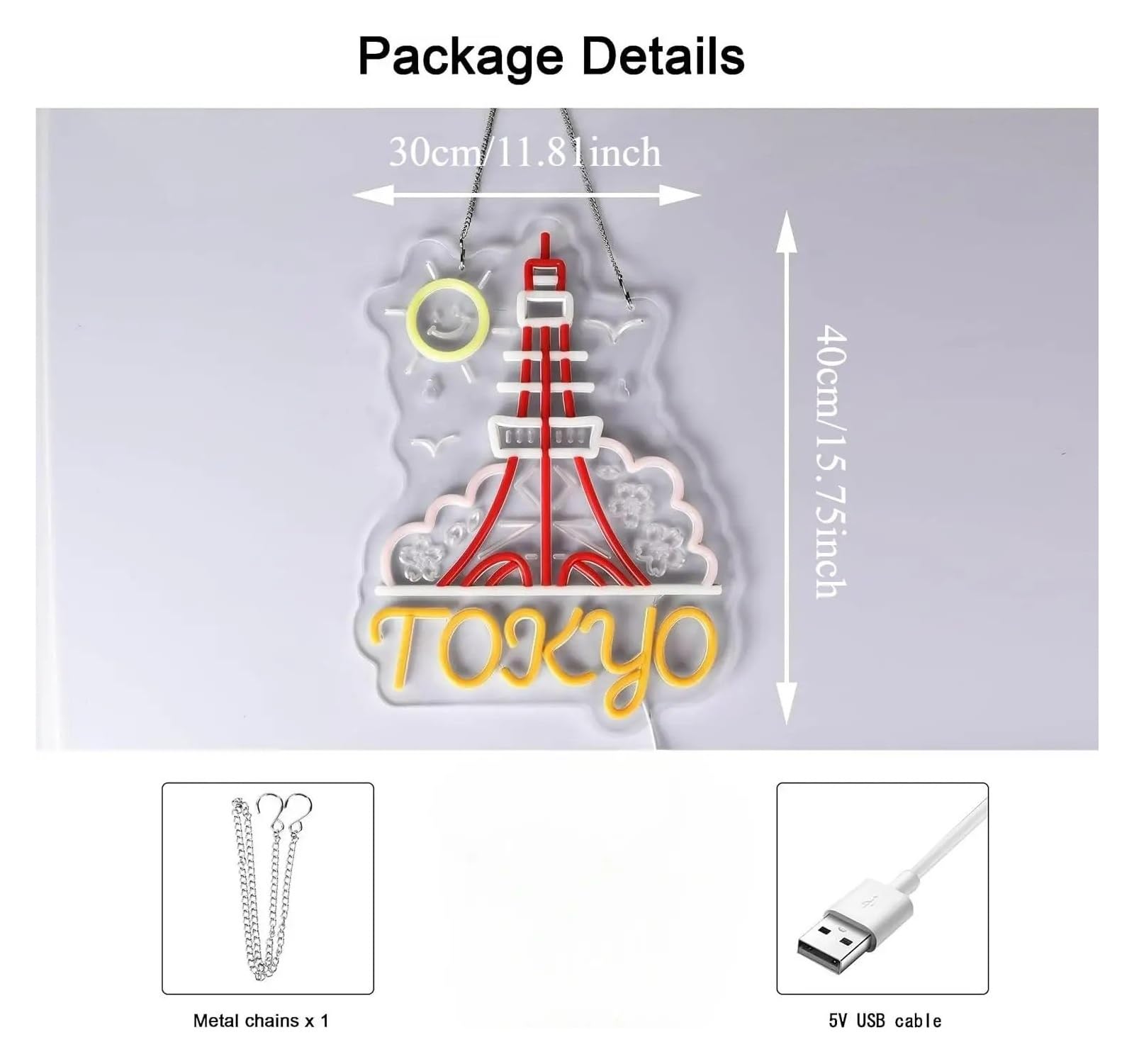 Wiszące neony artystyczne "Tokyo Landmark"Neon Możliwość Przyciemniania Świateł USB Do Japońskiej Restauracji Sklep Wystrój Pokoju Domowego Wyświetlacz 11.81x15.75in