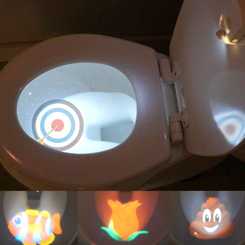 Hlidpu Toilet Light Toddler Target, 4 Colours Motion and Light Sensor Toilet Bowl Nightlight Battery Operated Toilet LED Lamp for Bathroom, Toilet Night Light