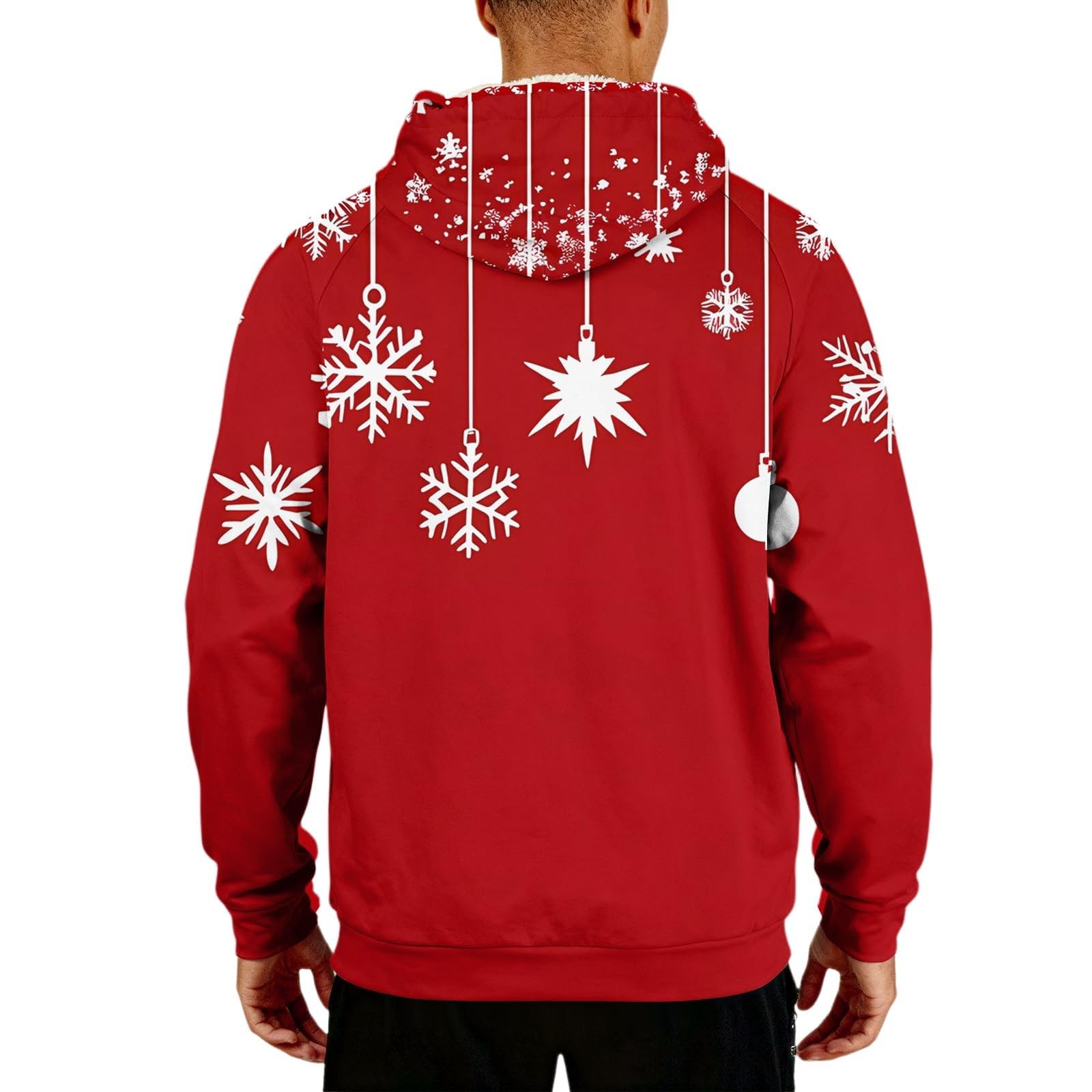 Suéter de Navidad con forro polar para hombre, divertido árbol de Navidad, reno, sudaderas, tallas grandes, trajes navideños, manga larga, cálido, suéter sherpa, novedad, disfraz de Navidad