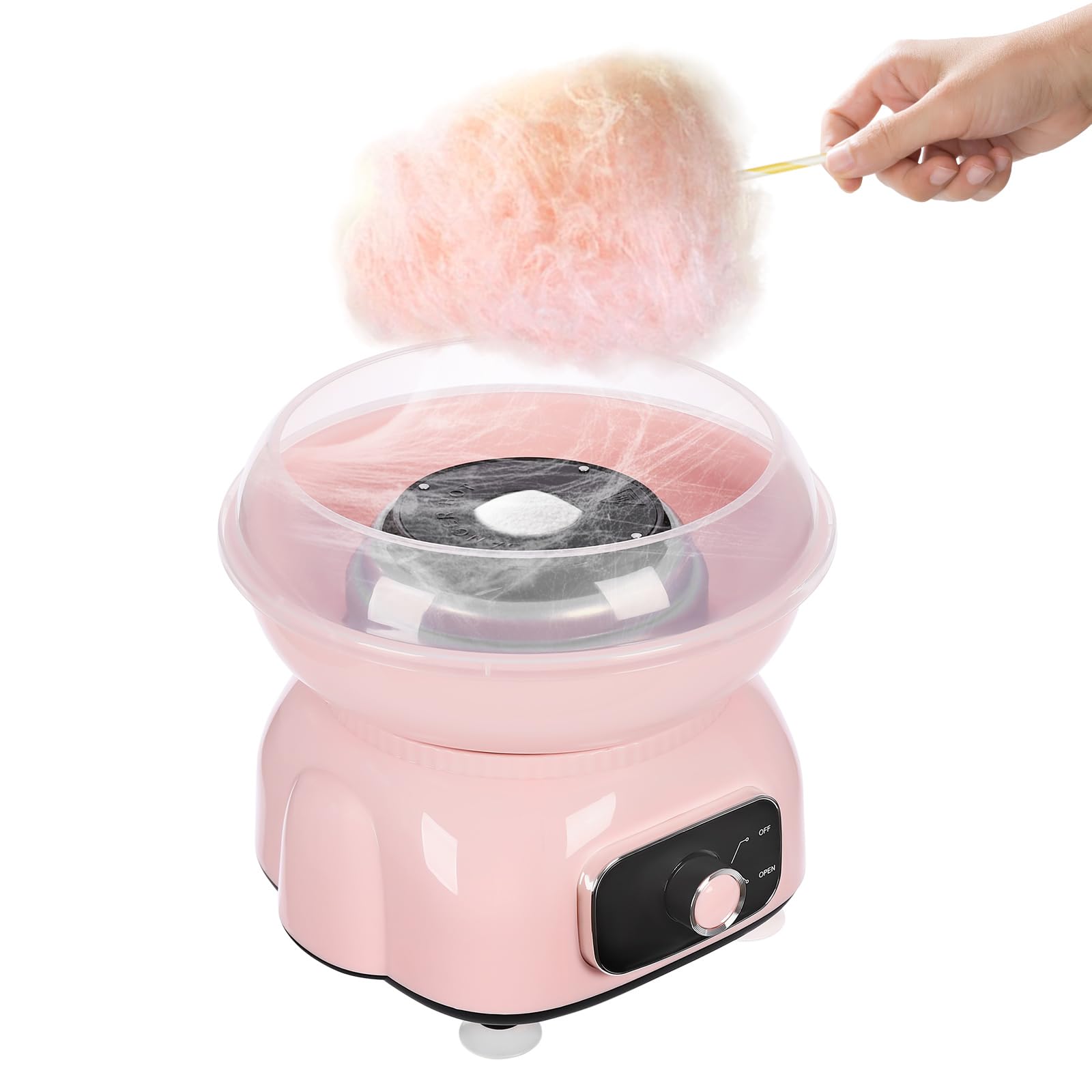 Máquina de algodón de azúcar, 500 W, con accesorios, tiempo de precalentamiento 3S, para festivales, fiestas, color rosa