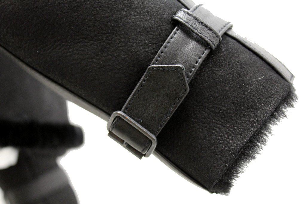 Womens Short Black Merino Sheepskin Aviator Leather Jacket product thumbnail 8
