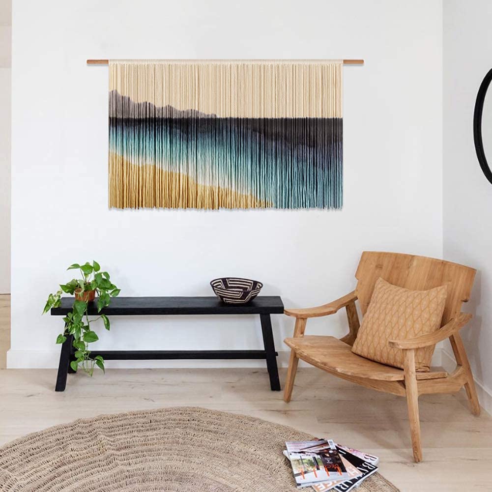 Macramé Tapiz Tejido para Colgar en la Pared Decoración de Pared Bohemia Arte Decoración del hogar Cuerda de algodón Hecha a Mano para la decoración del Dormitorio de la Sala de Estar (110 * 70 CM)