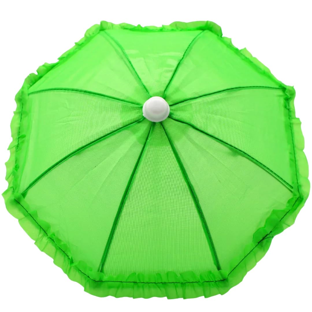 Mardi Gras Spot Green Decorative Umbrella with Ruffle 5" (Each)