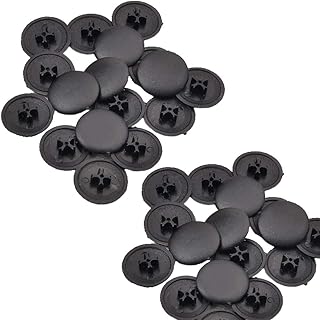 100 Pieces Plastic Round Cam Lock Fastener Cap Cabinet Furniture Connecting Cam Fitting Cap Cam Dowel Cap Cam Lock Nuts Cap Cam Lock Screw Cap Decorative Cross Head Caps, Outer Diameter 16.5mm, Black
