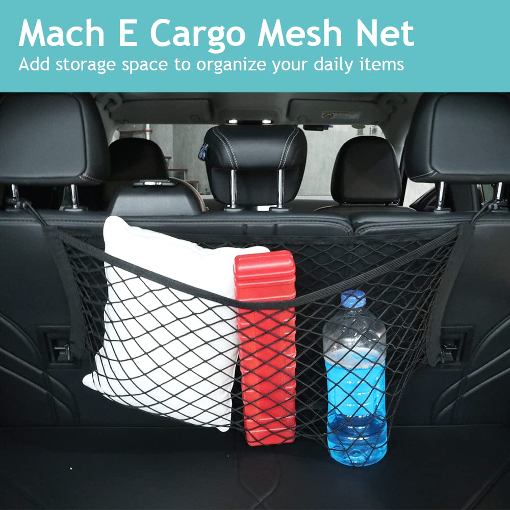 BestEvMod für Mach E Zubehör, Umschlag-Stil, Kofferraum-Gepäcknetz, dehnbar, Kofferraum-Organizer, Gepäcknetz, elastisches Netz mit Haken, kompatibel mit Mustang Mach-E 2021 2022 2023 2024Zubehör2
