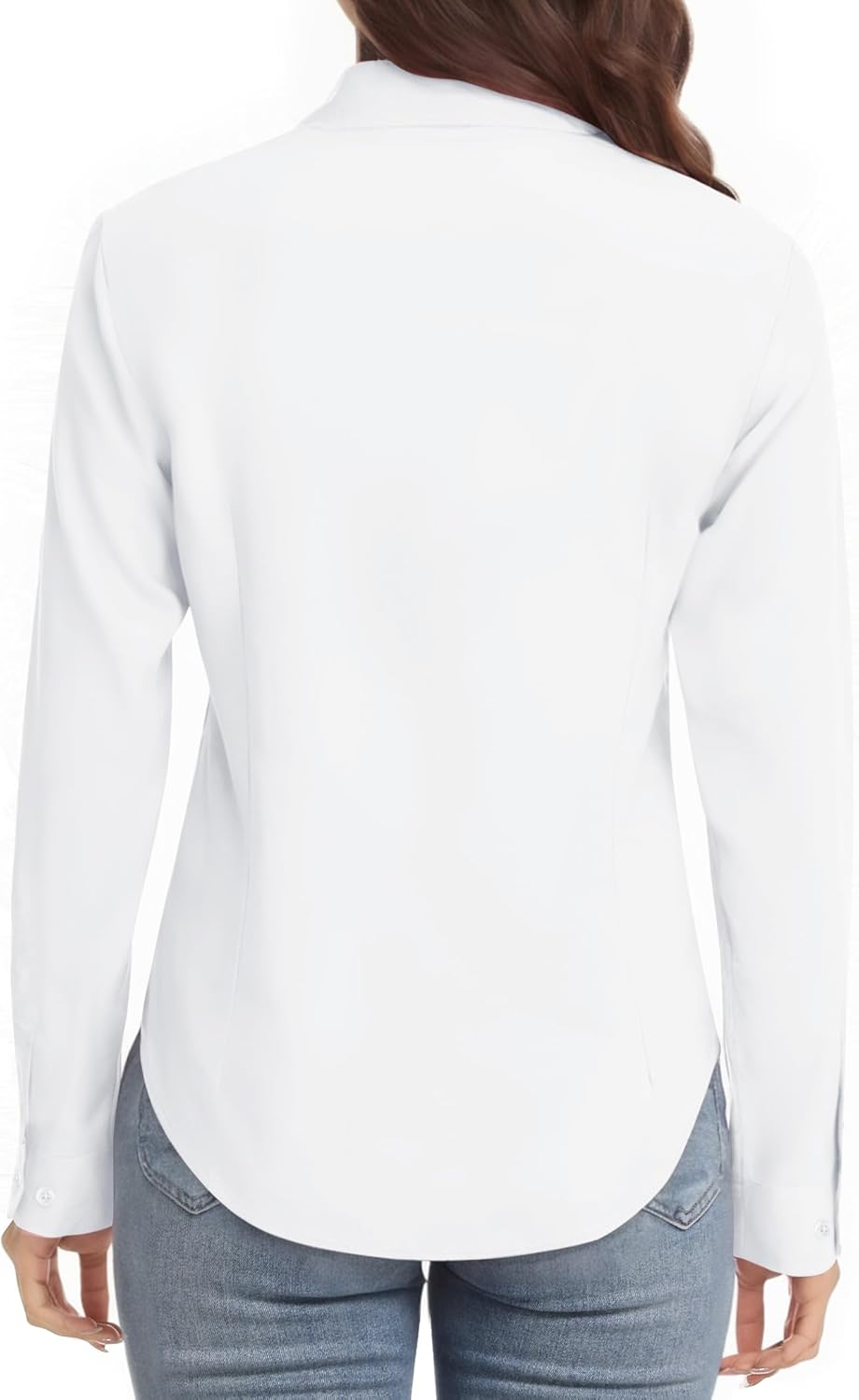 Womens Long Sleeve Button Down Dress Shirts, Solid Formal Work Dress Tops, Classic-Fit Dress Business Office Shirts - Image 6