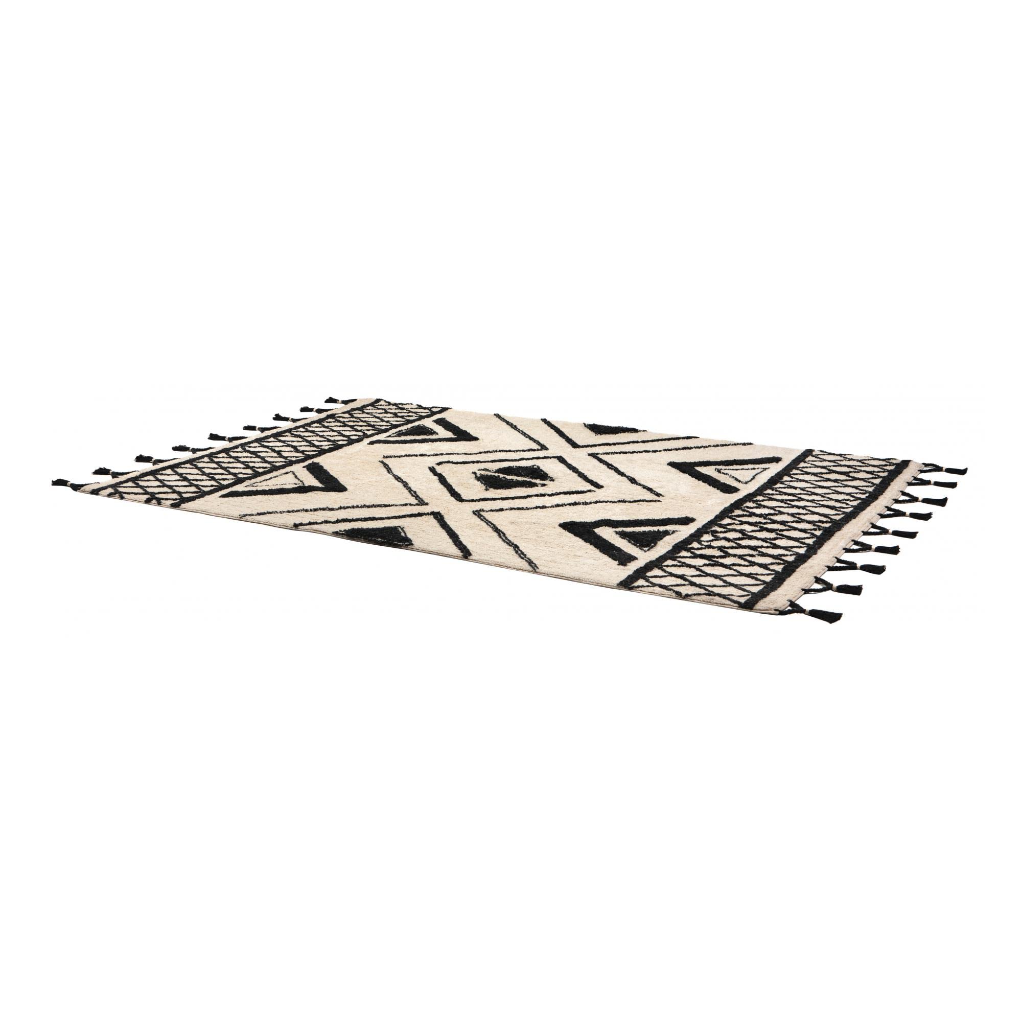 Vivaraise - Tapis Sami – 100% Coton, Aspect Laine – Décoration Tendance – Style berbère – Finition à Pampilles