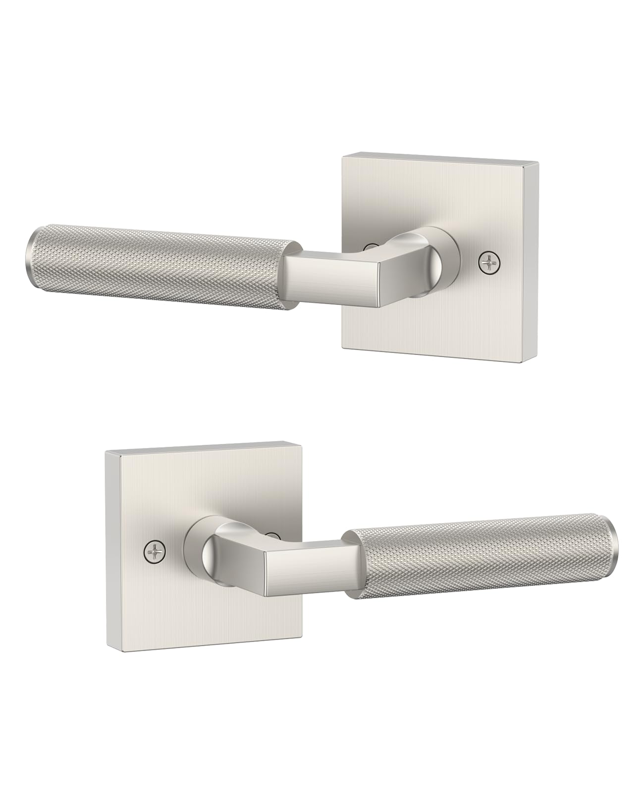 Asidrama Paquete de 2 manijas de puerta interiores de níquel satinado cepillado