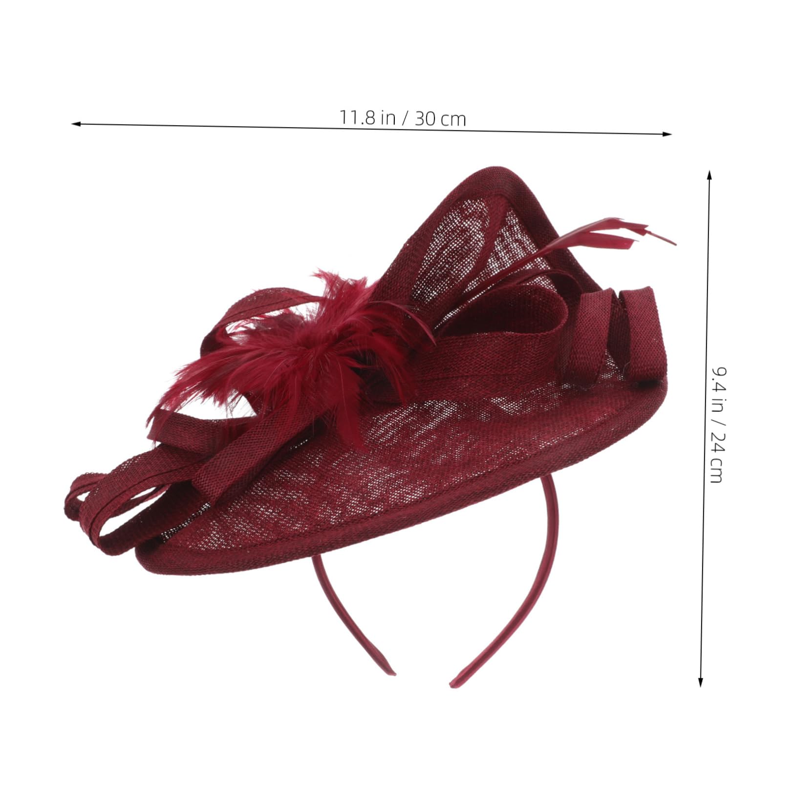 Fascinator Cappello Clip per Donna, Elegante, Rosso Scuro | Set Leggero per Party e Varie Occasioni, Lino Artificiale, Poliestere e Piume, Stile Fashion
