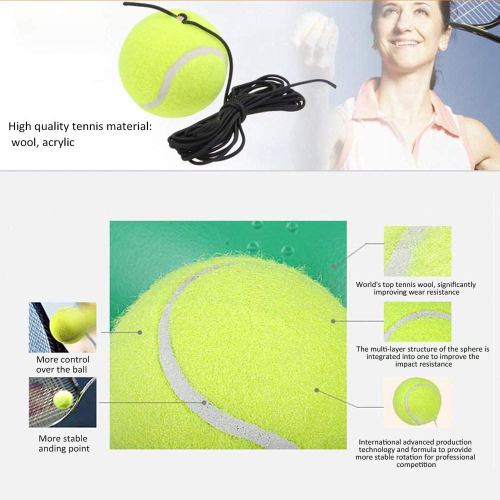 Alta elasticità Tennis Trainer Palla di Rimbalzo per Auto Tennis, Strumento di Allenamento Fitness Palla per Schiena e Allenamento Auto Tennis Portatile Basetta per Principianti regalo, Green