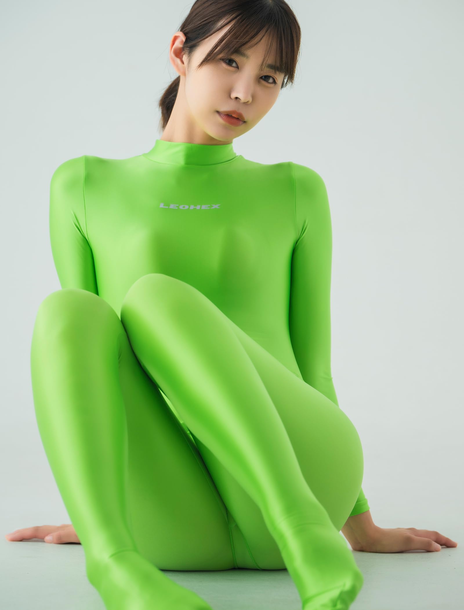 LEOHEX Satin Spandex Catsuit Glänzender Ganzkörper Damenkostüm Ohne Kapuze Ganzanzug Zentai Overalls Stretch Bodystocking