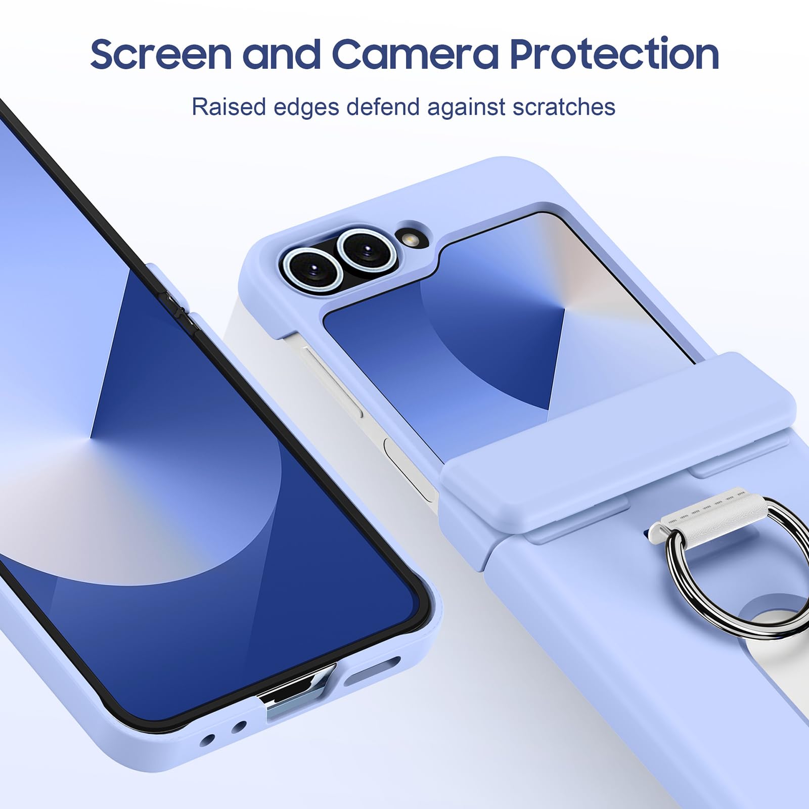 Etui portfelowe do Samsung Galaxy Z Flip 6, ochrona zawiasów, etui na karty, odporne na wstrząsy, obudowa PC z pierścieniem na palec, czarne, Flip 6