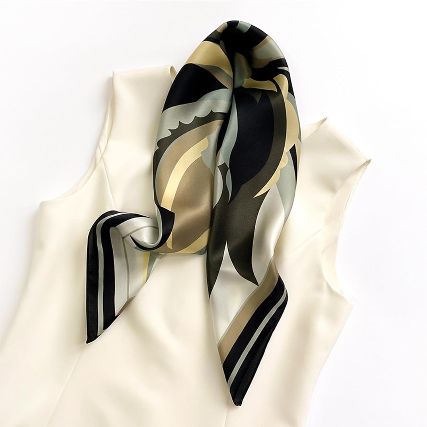 Pure Mulberry Silk Square Scarf - 27"x27" Printed Headscarf Neckerchief Hair Scarves for Women - Image 2