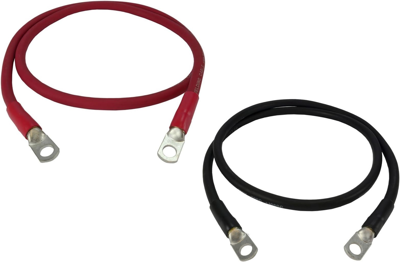 SuRCLe 35 Sq mm Battery Connecting Cables | 138A 1100V Pure Copper Flexible Wire | Round 8mm Copper Lugs with Fire Retardant PVC- 2Ft Each (Red & Black)