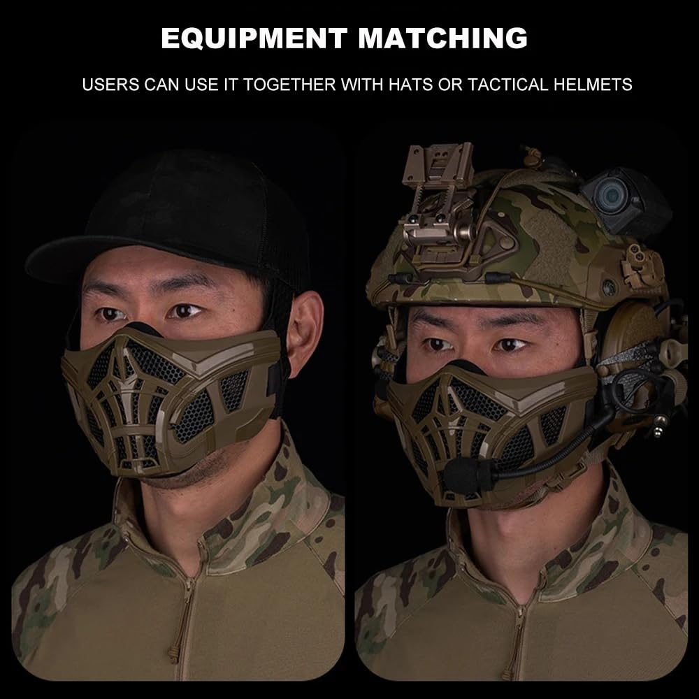 Peminkoo Maschera Tattica Mezza Faccia Paintball Airsoft Maschera Protettiva Scorpione Design Interno in Silicone Maschere Traspiranti Cosplay