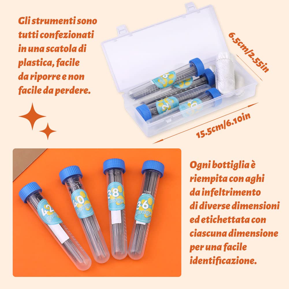 Yizzvb 80 Aghi Per Infeltrimento Lana, Kit 4 Misure (36-42) Con Ditali E Custodia