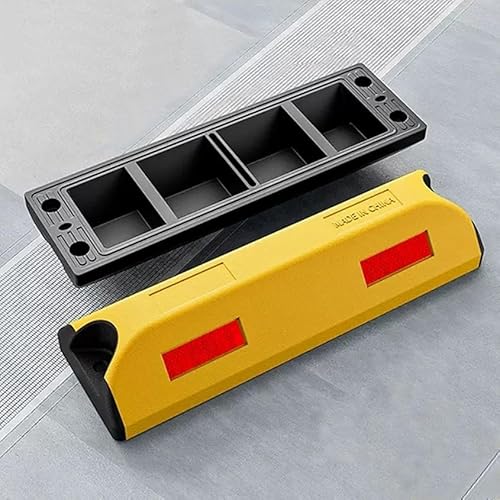 Tapones reflectantes para rueda de estacionamiento, bloques de garaje de goma duraderos con anclajes fijos, bloqueadores de espacio de estacionamiento de grado profesional para estacionamiento seguro