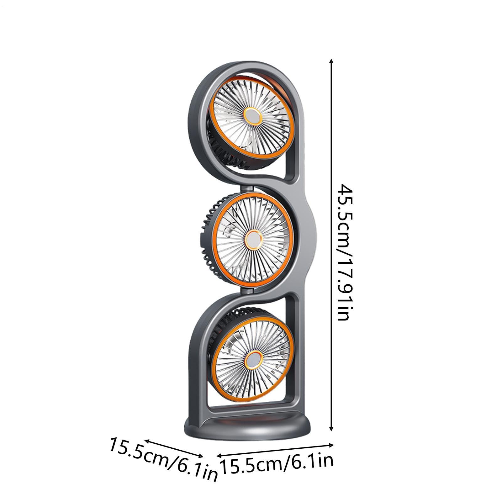 Ventilatore da Scrivania per Ufficio 5 Modalità 3 Teste Rotazione a 360° | Ventilatore Da Tavolo Portatile A Tre Teste per Casa Appartamento Camera da Soggiorno Ufficio Viaggi