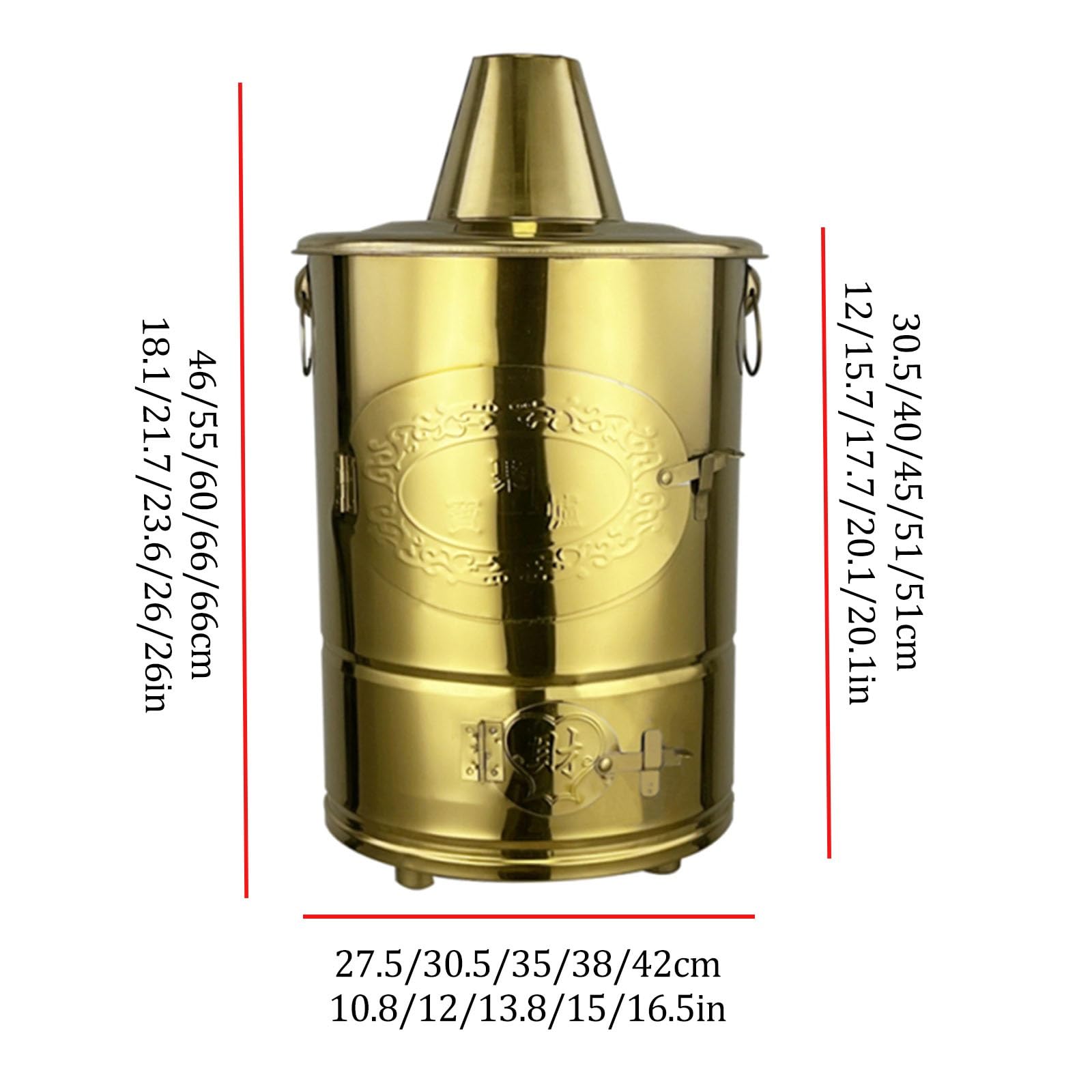 YUDIZWS Seau Incinérateur En Acier Inoxydable Pour Brûler Des Déchets Extérieurs, Feuilles De Jardin, Branches Ou Excès De Courrier, Couvercle Avec Cheminée, 35 L, 58,4 X 31 Cm