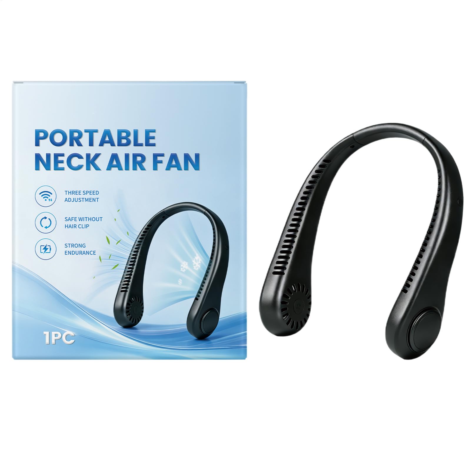 Cooling Neck Fan, 3-Speed Wearable Bladeless Rechargeable Fan for Women and Men, Perfect for Sports, Outdoor, Travel, Summer, Camping, Birthday