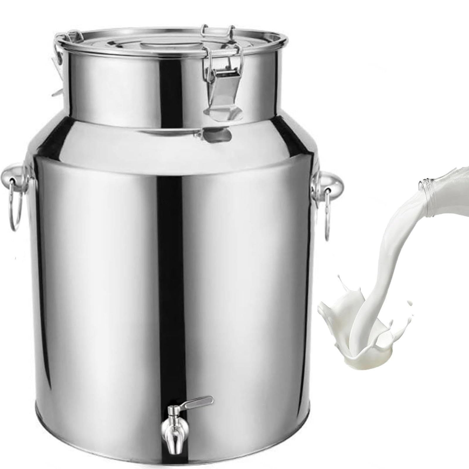 Cubo De Acero Inoxidable Con Grifo Lechera De Acero Inoxidable Con Tapa Cubo Para Transportar Leche, Para Almacenar Líquidos y Sólidos,Capacity-14L