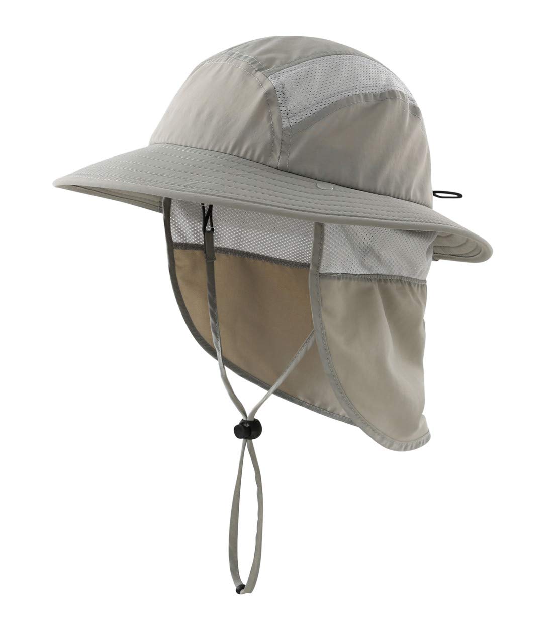 Magracy Boys Grey Kids Outdoor Upf50+ Bucket Sun Hat With Neck Flap Wide Brim Sun Protection Hat Adjustable Safari Hat