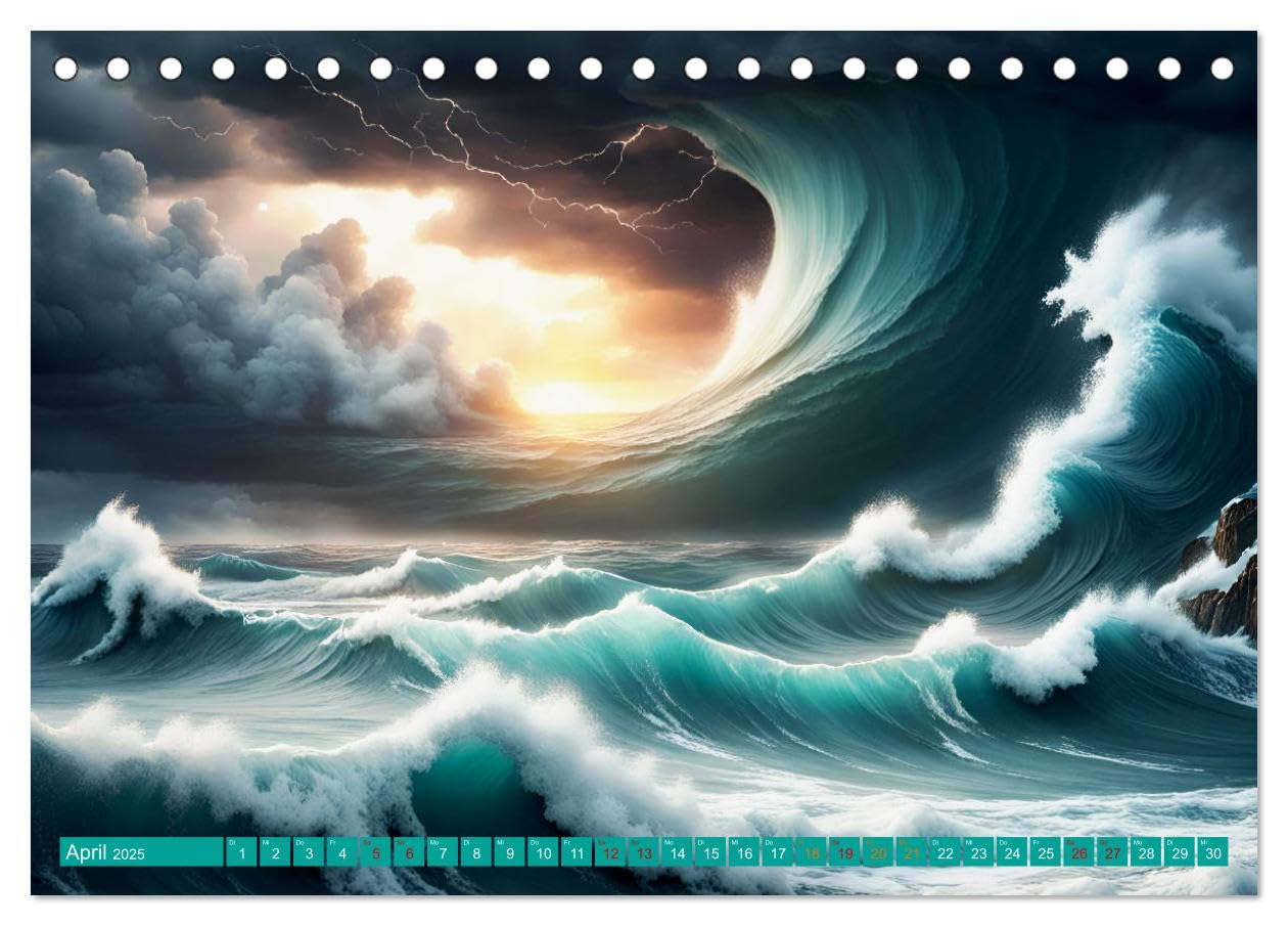 Stürmische Wellen (Tischkalender 2025 DIN A5 quer), CALVENDO Monatskalender: Tanz der Meereswogen, inspirierende Naturgewalt. (CALVENDO Natur)