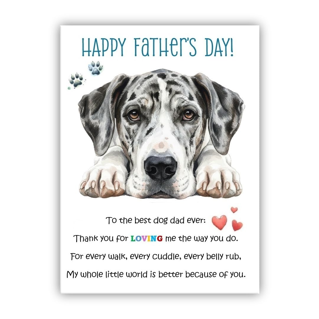 Father’s Day Card From the Dog. Multiple Breeds Available. Cute Fathers Day Pet Card. To The Best Dog Dad. (• Great Dane) — image 1