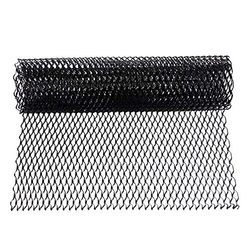 Image of AggAuto 47x16 inches Car Pickup Truck Grill Mesh Spoiler Bumper Vent Aluminum Alloy Automotive Grille Insert Air Intake Racing Seagull Hole 8x25mm Black