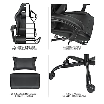 Amazon.com: Leopard Gaming Chair with Footrest, Height