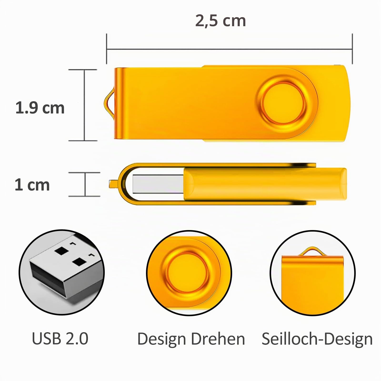 ABLAZE USB Stick 64GB 5 Stück Metall Speicherstick Mehrfarbig Rotate