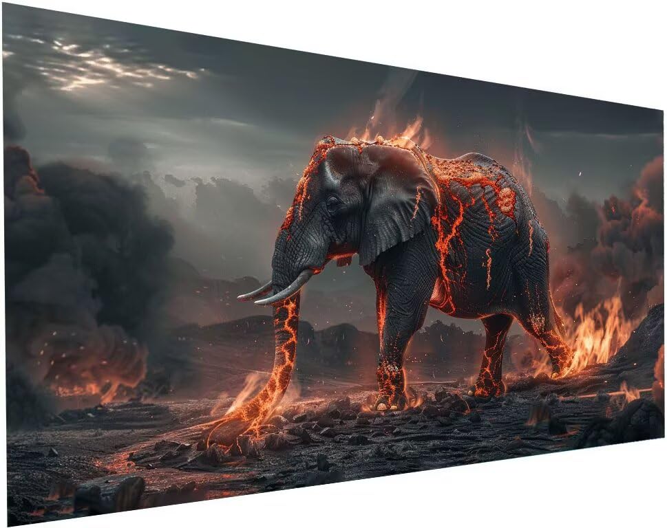 Peinture Diamant Éléphant Flamme : Votre Instant Détente et Déco de Chambre Adulte