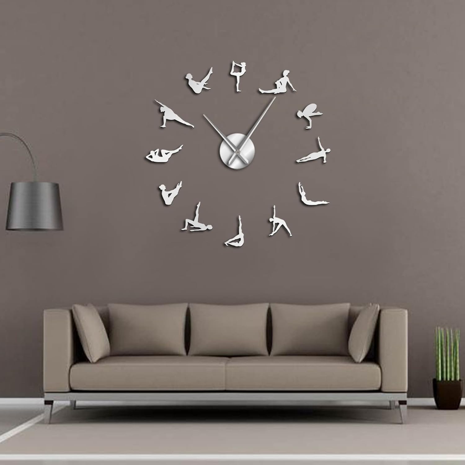 Orologio da parete per pilates, con aghi grandi, decorazione fai da te per la stanza delle ragazze, orologio silenzioso per casa, palestra e esercizi di salute