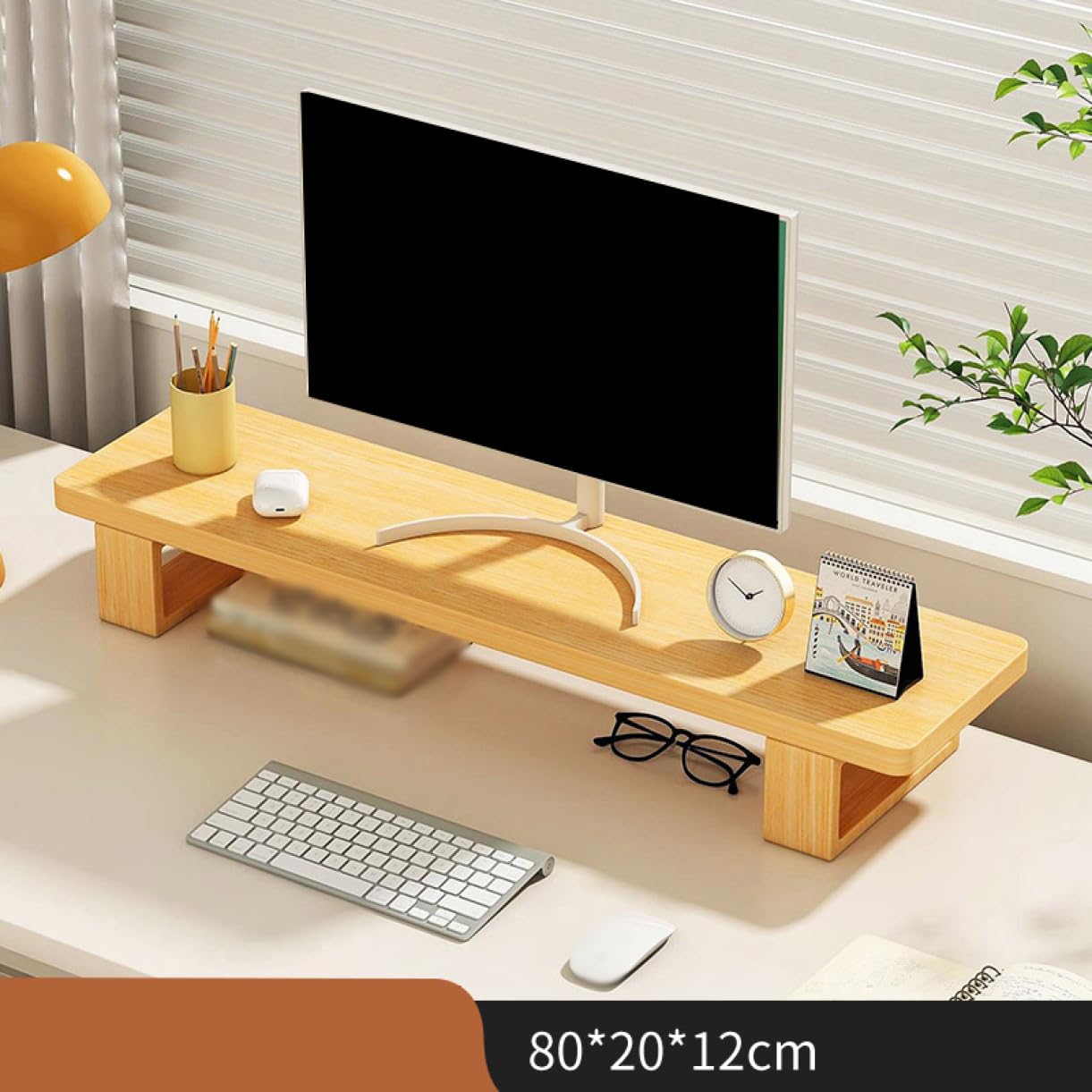 Amazon.co.jp: MJKQ9 モニタースタンド 木製 PCデスク オフィス 机上