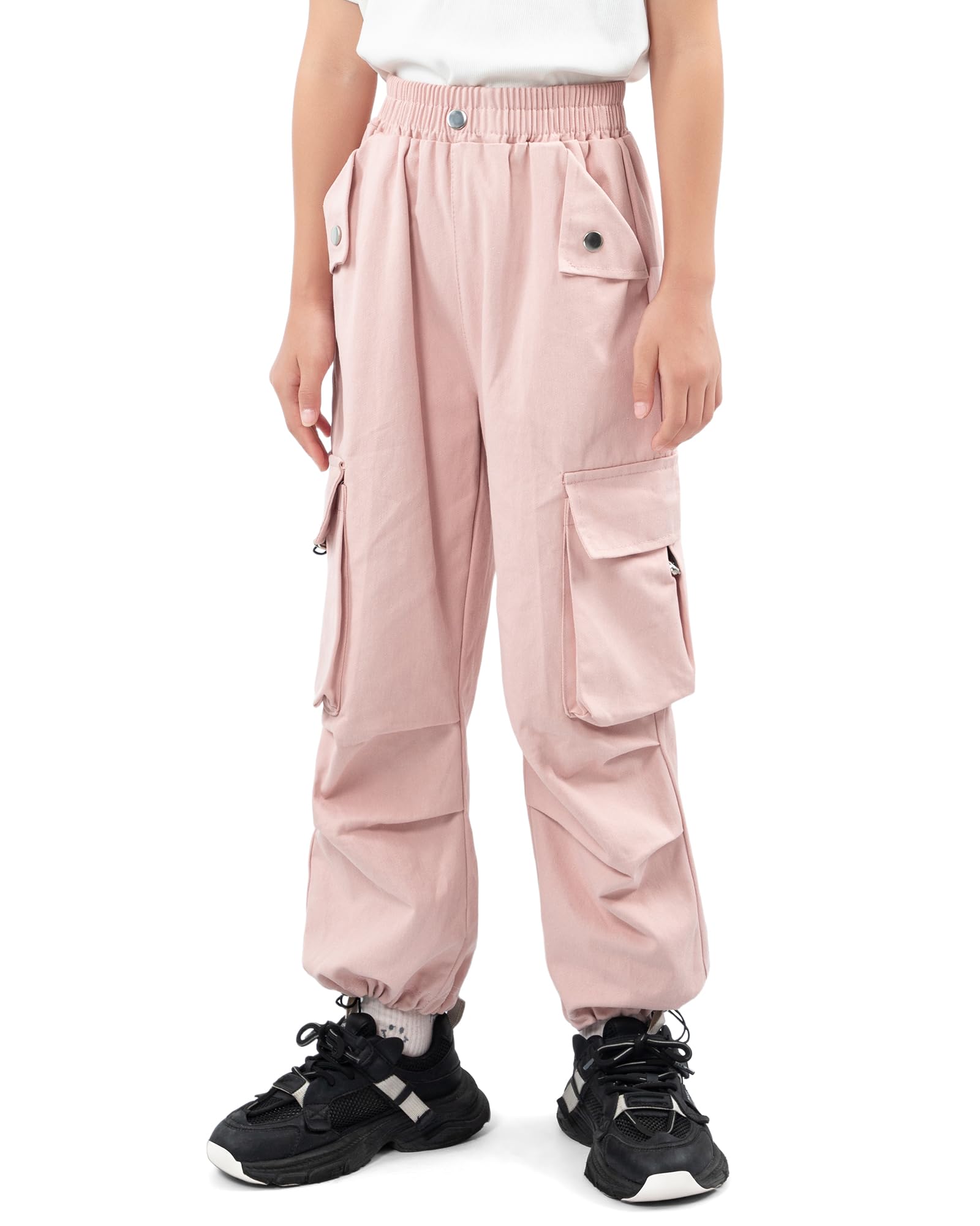 KAKU NANU Pantalones Cargo para niña Cintura elástica Bolsillos