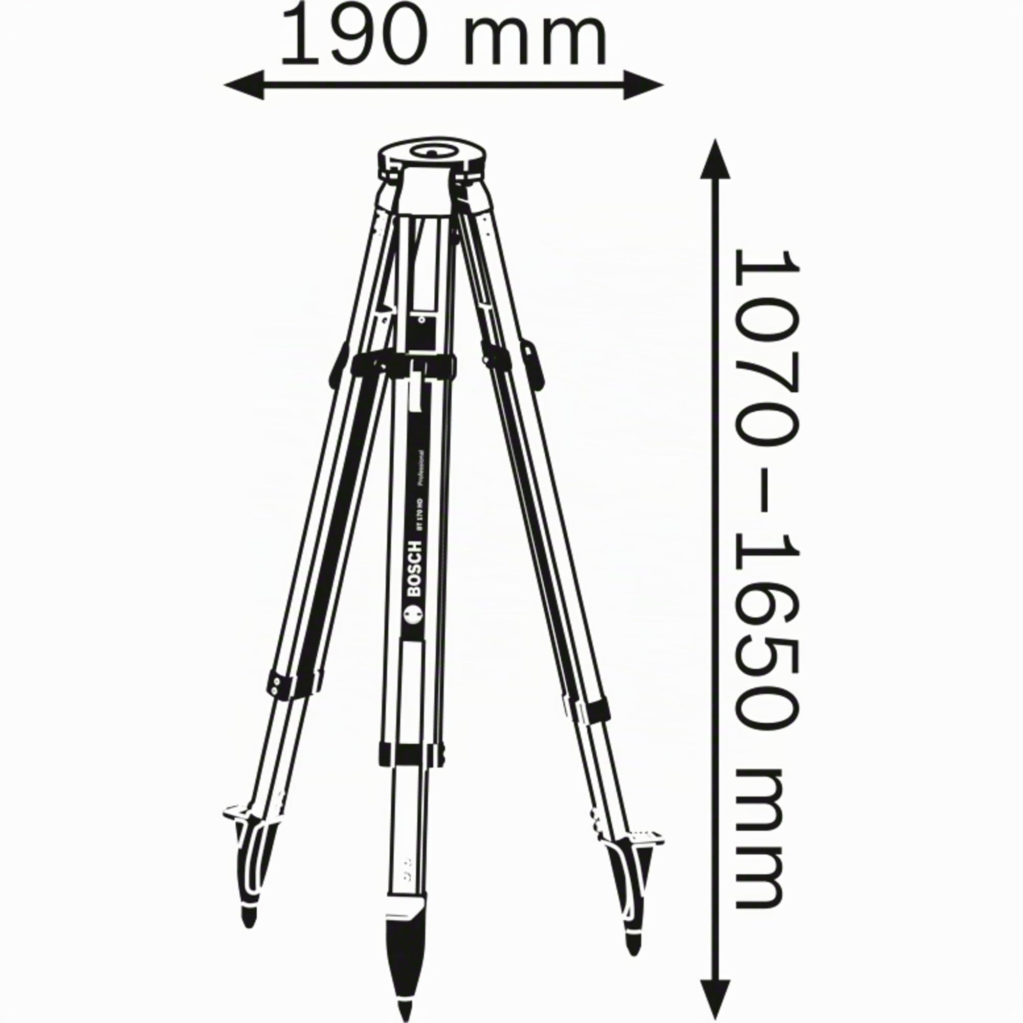 Bosch Professional Baustativ für Laser und Nivelliergeräte BT 170 HD (Höhe: 107–165 cm, Gewinde: 5/8 Zoll)
