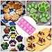 5 Pcs of Silicone Chocolate Candy Molds, AIFUDA Puppy Paw & Bone Non-stick Baking Molds Ice Cube Trays for Making Gumdrop Jelly Cake Muffin Cupcake - Pink, Purple, Red
