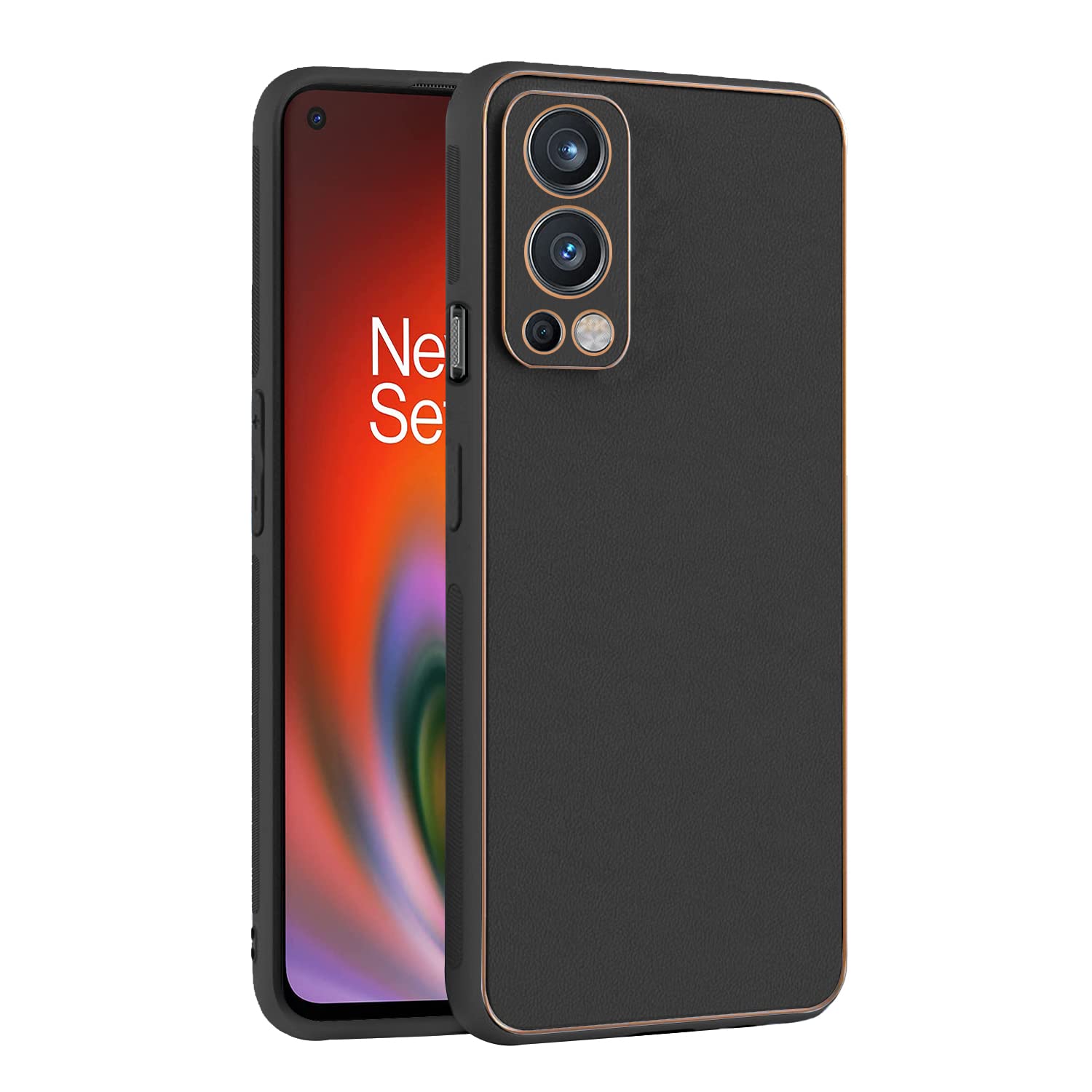 Pikkme Oneplus Nord 2 5G Back Cover | Gold Electroplating Leather Chrome | Raised Edges | Super Soft-Touch | Bumper Case for Oneplus Nord 2 5G (Black) (B0BDYWL3DV) Amazon Price History, Amazon Price Tracker